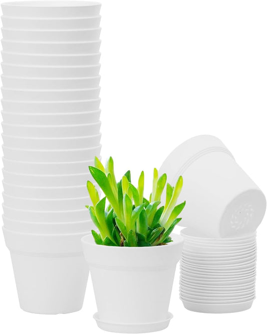 GARDIFE 20 Pack 4 inch Plant pots, planters for Indoor Plants, Flower pots, White