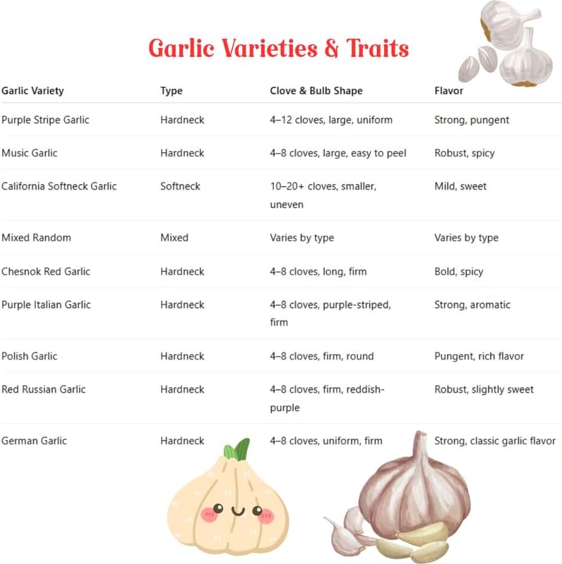 1 Pound Garlic for Planting in Fall Hardneck, 8 Large Garlic Bulbs for Planting, Fresh and High Yield Bulb Variety Pack, Hardy and Fast Growing