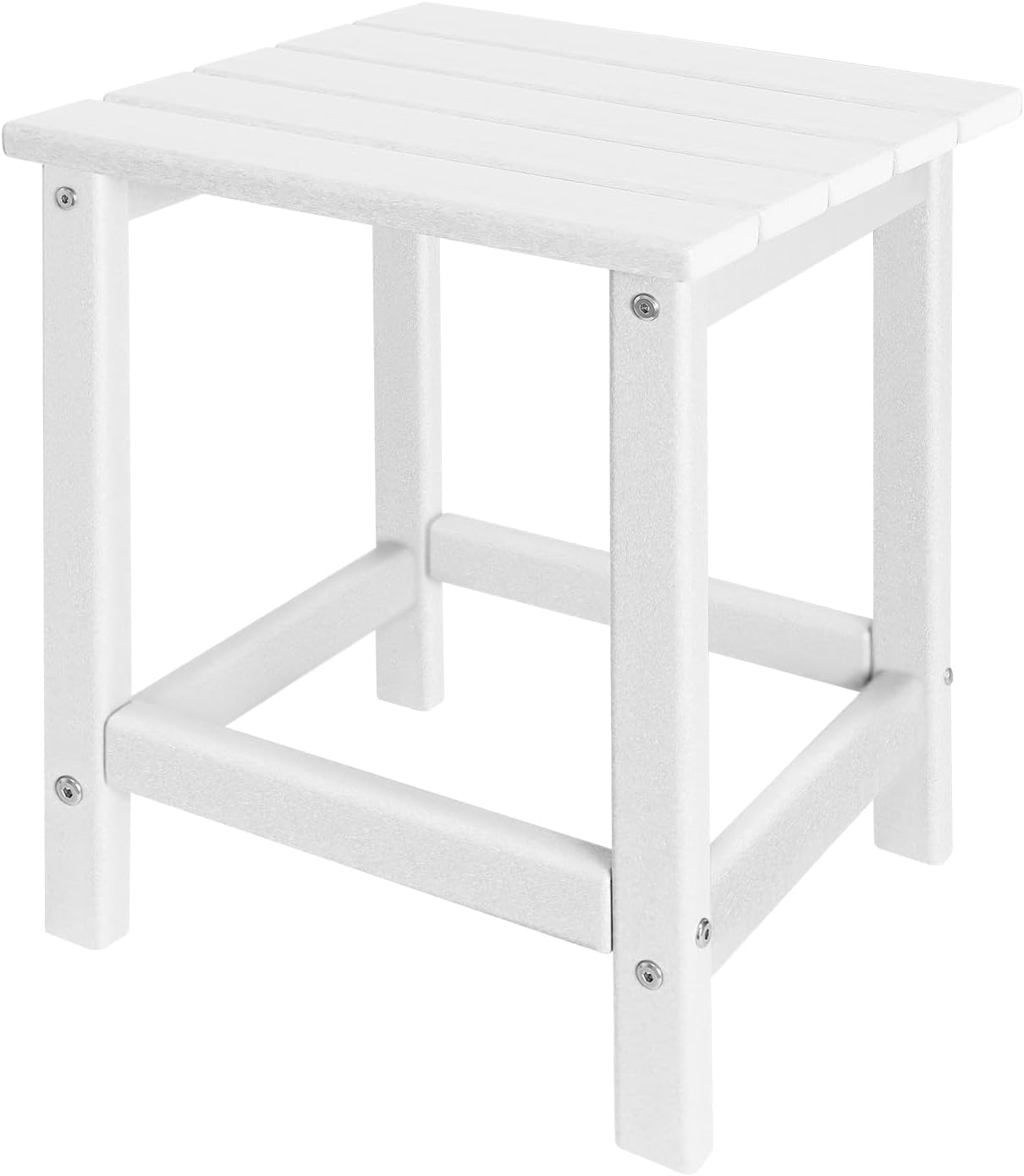 Adirondack Side Table Outdoor, HDPE Small Outdoor Table for Patio,Outside End Table for Porch, Deck, Pool, Weather Resistant/Easy Maintenance/Indoor or Outdoor Use, White
