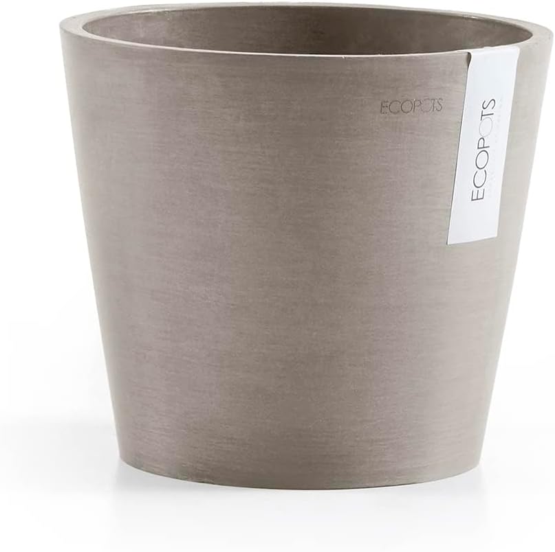 Ecopots Amsterdam Mini Durable Modern Round Recycled-Based Composite Flower Pot Planter, Taupe, 3"