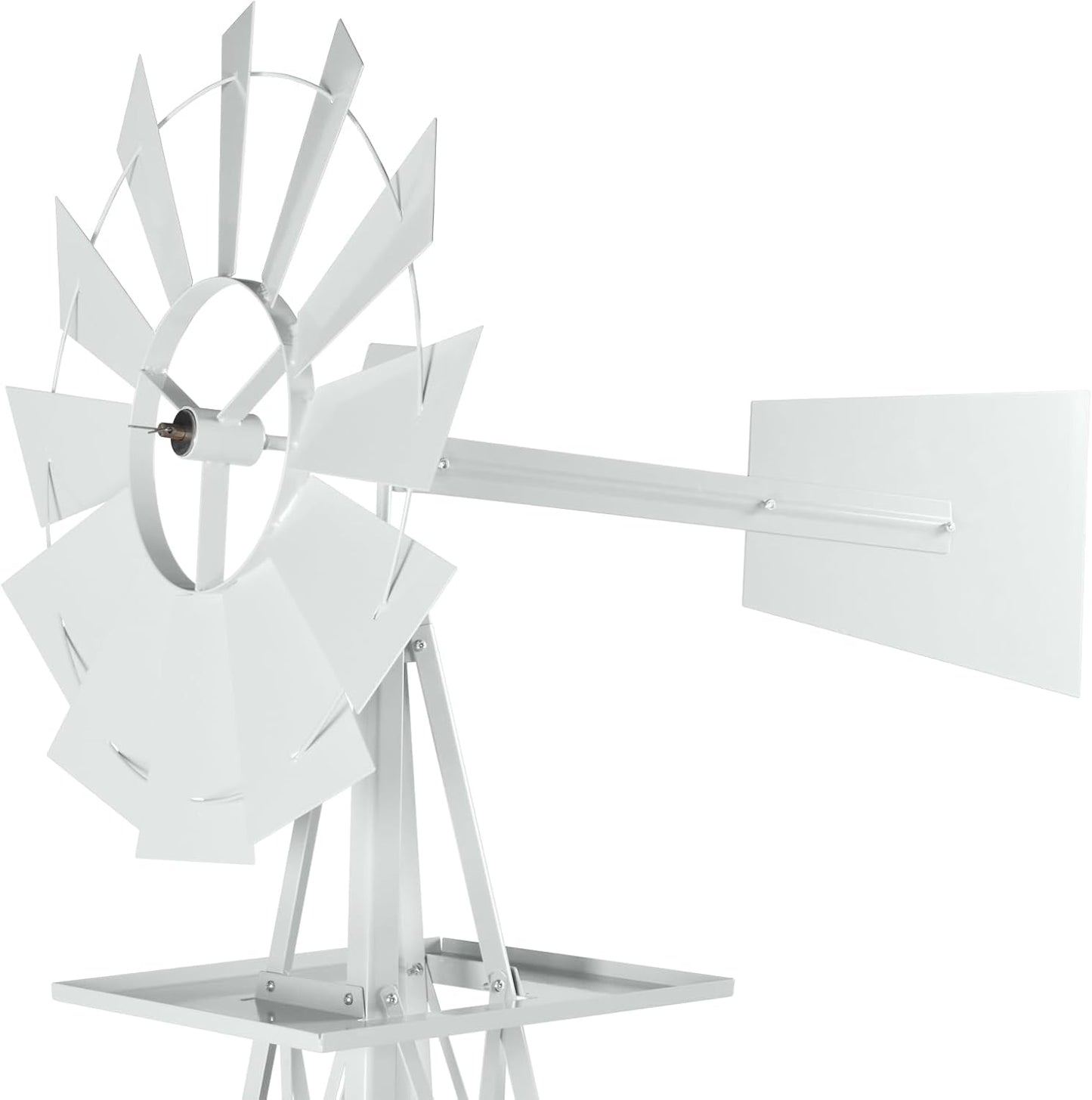 VINGLI 8FT Ornamental Windmill Backyard Garden Decoration Weather Vane, Heavy Duty Metal Wind Mill w/ 4 Legs Design,White