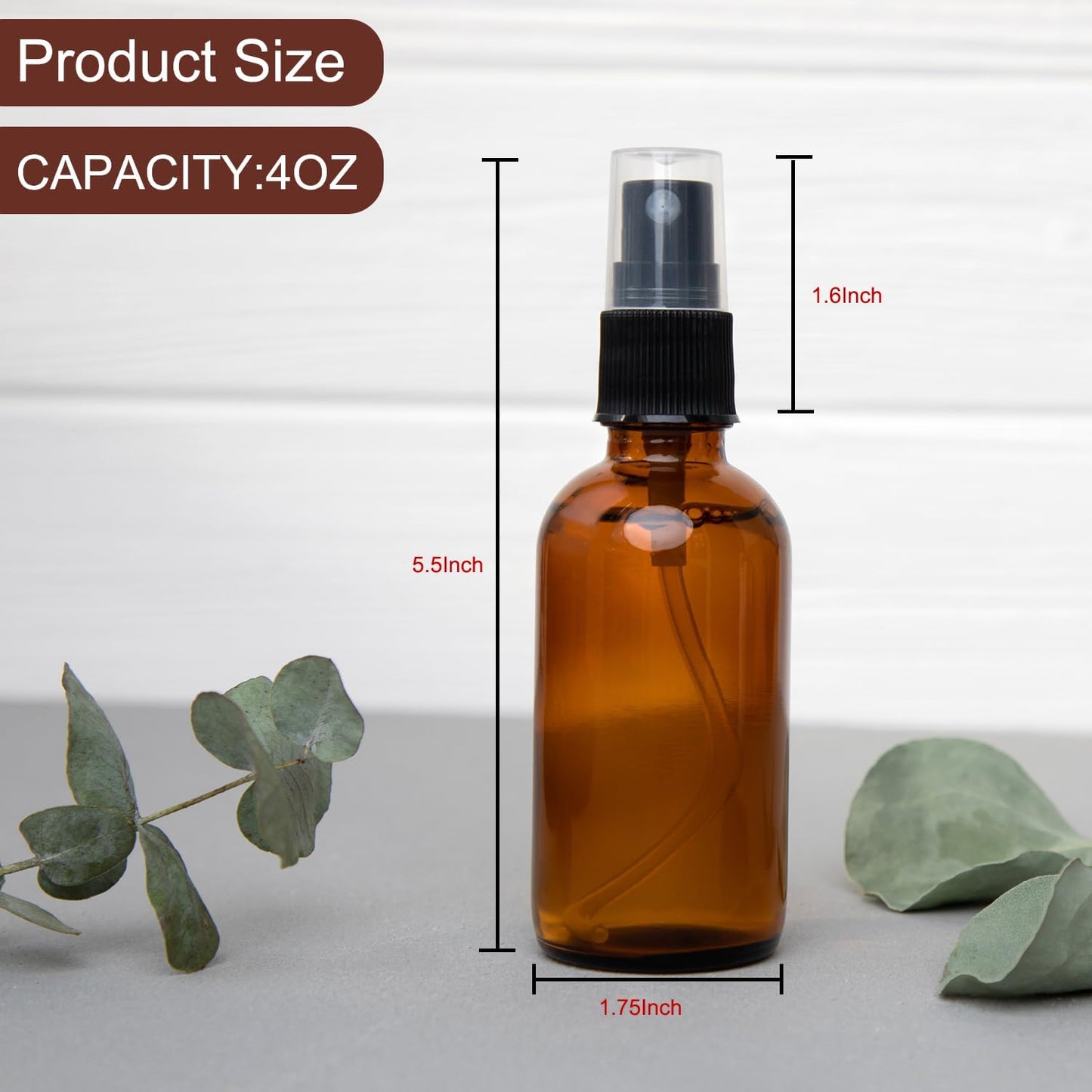 4 oz Amber Glass Spray Bottles - Small Empty Fine Mist Spray Bottle for Essential Oil,Face - Mini Dark Spray Bottles with,Included 4 Sprinkler, 1Funnels,1 Droppers, 4 Labels