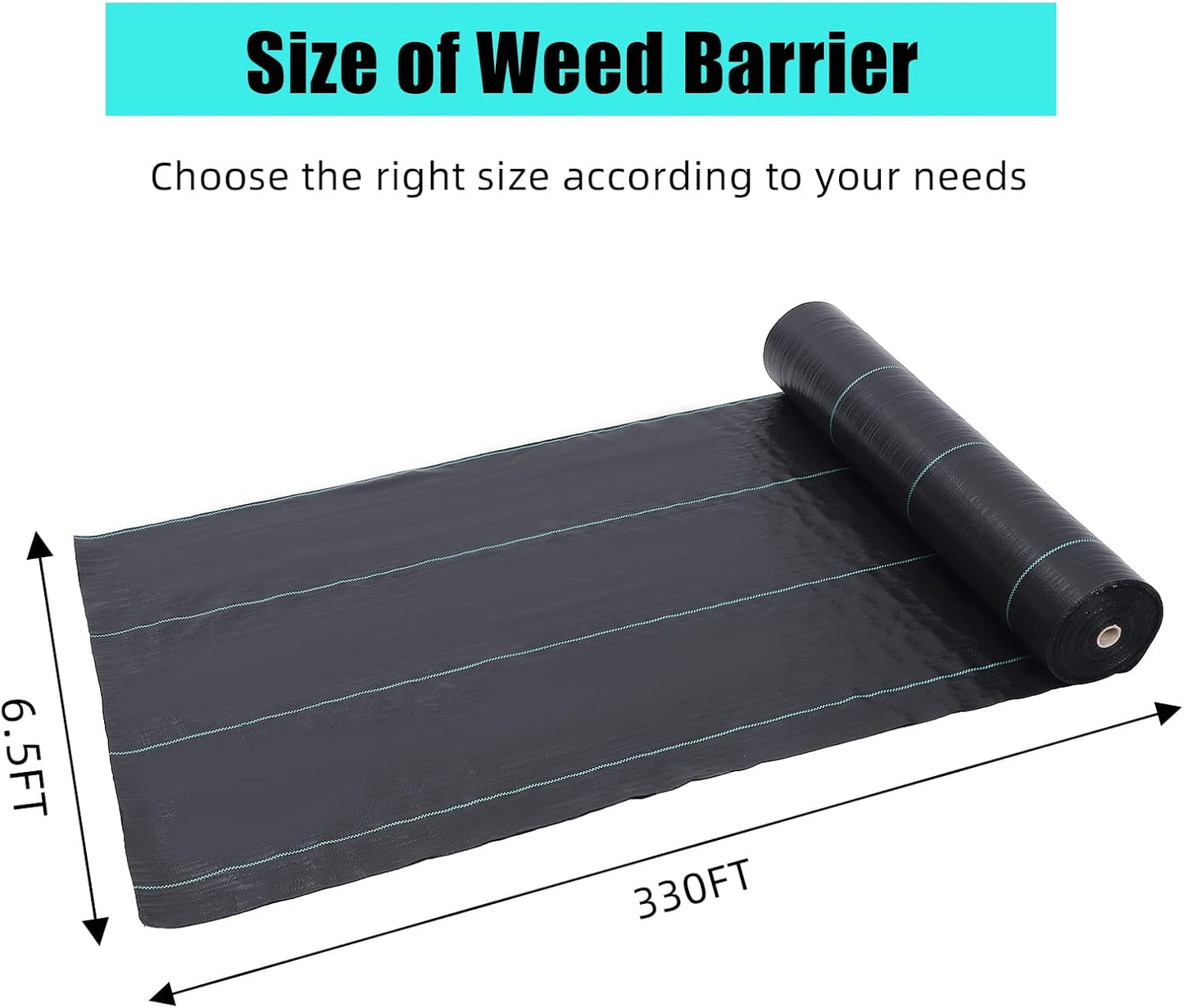 6.5ft x 330ft & 3.2oz Premium Garden Weed Barrier Landscape Fabric, Durable & Heavy-Duty Weed Block Gardening Mat, Easy Setup & Superior Weed Control, Eco-Friendly & Convenient Design