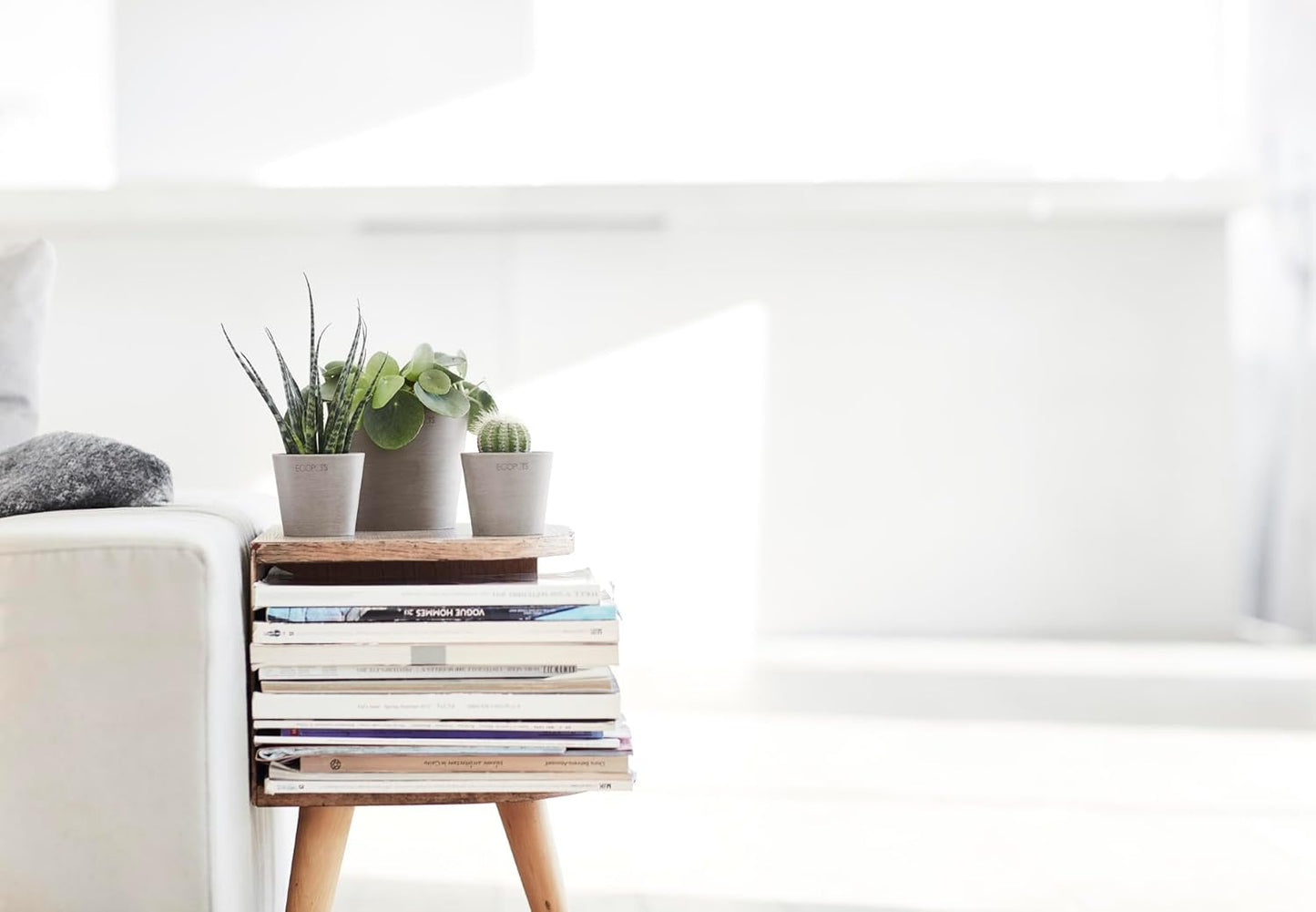 Ecopots Amsterdam Mini Durable Modern Round Recycled-Based Composite Flower Pot Planter, Taupe, 5"