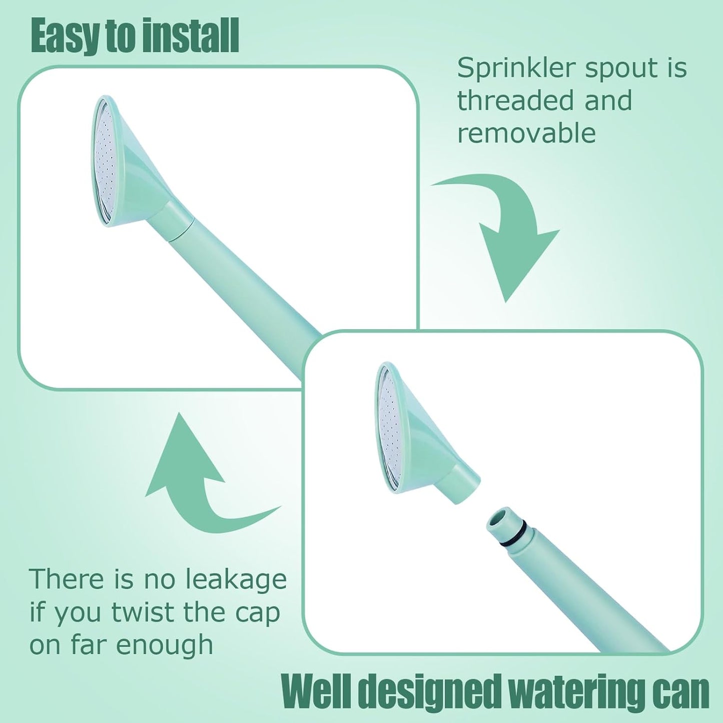 2 Gallon Watering Can for Indoor Plants, Garden Watering Cans for Outdoor Plant House Flower, Modern Plant Watering Can Large Long Spout with Sprinkler Head