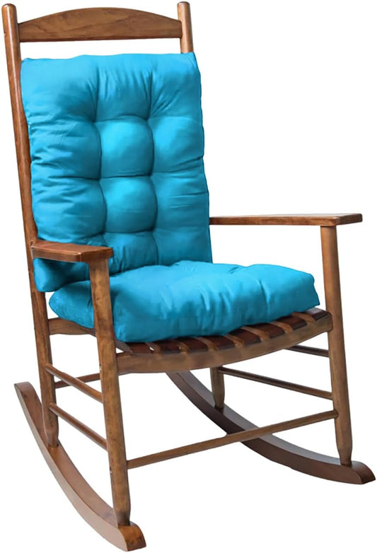 1 Pack Patio Chair Cushion, Rocking Chair Cushion with Ties Overstuffed Seat Back Cushion Pad for Outdoor Indoor Use, Blue