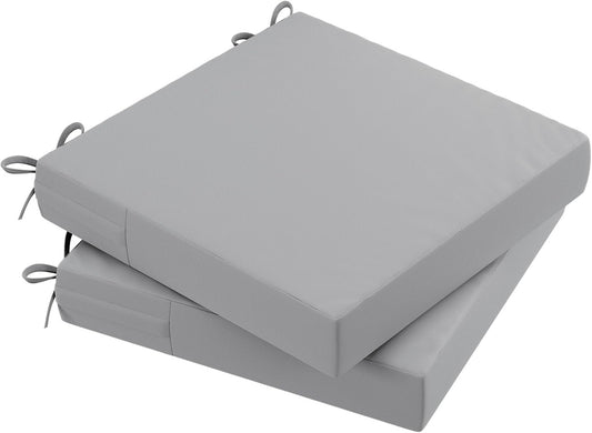 AAAAAcessories Outdoor Seat Cushions for Chairs, Waterproof, Fade-Resistant Patio Furniture Replacement Cushions, 20" x 20" x 3", Set of 2, Gray