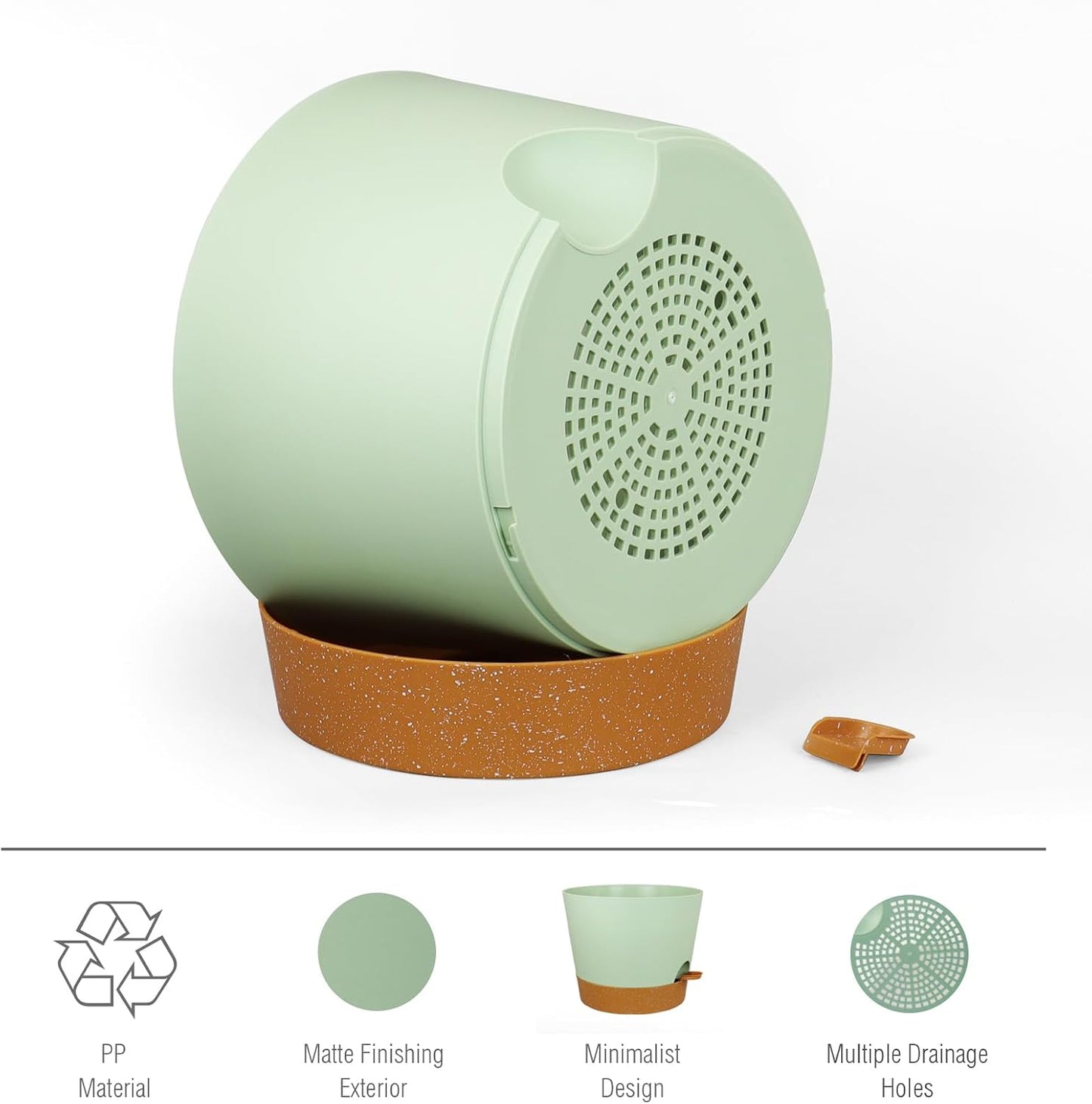 12 inch Large Self Watering Pots for Indoor Outdoor Plants, Flower Plant Pots with Drainage Holes for Garden House Plants, Plastic Planters with Reservoir for Home Plants, Green with Brown