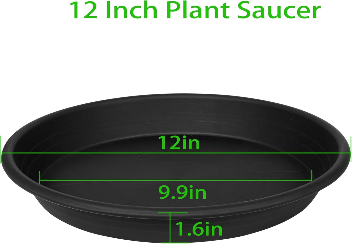 6 Pack of 12 inch Plant Saucer Plant Tray, Plastic Plant Saucer 12 inch, Heavy Duty Plant Tray for Pots, Plant Saucers for Indoors Planter, Garden Water Plate Bowls 10"/11"/12" (Black)