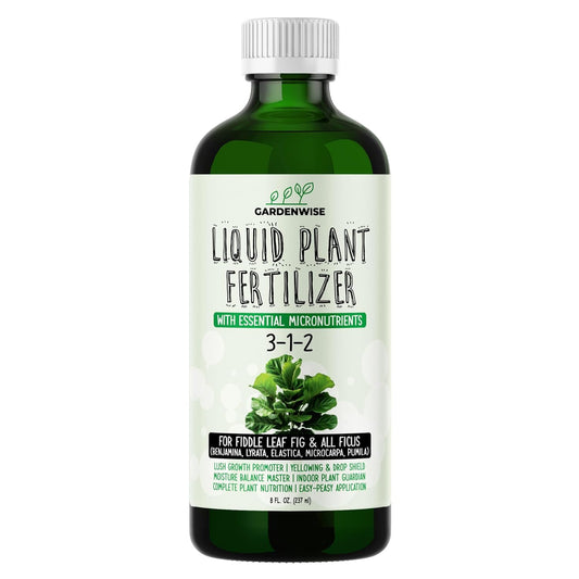 3-1-2 Liquid Fertilizer Concentrate with Micronutrients - Optimal Fiddle Leaf Fig Plant Food, Ideal for Ficus Lyrata & Fig Trees, Gold Leaf Enhanced Indoor Plant Fertilizer (8 OZ)