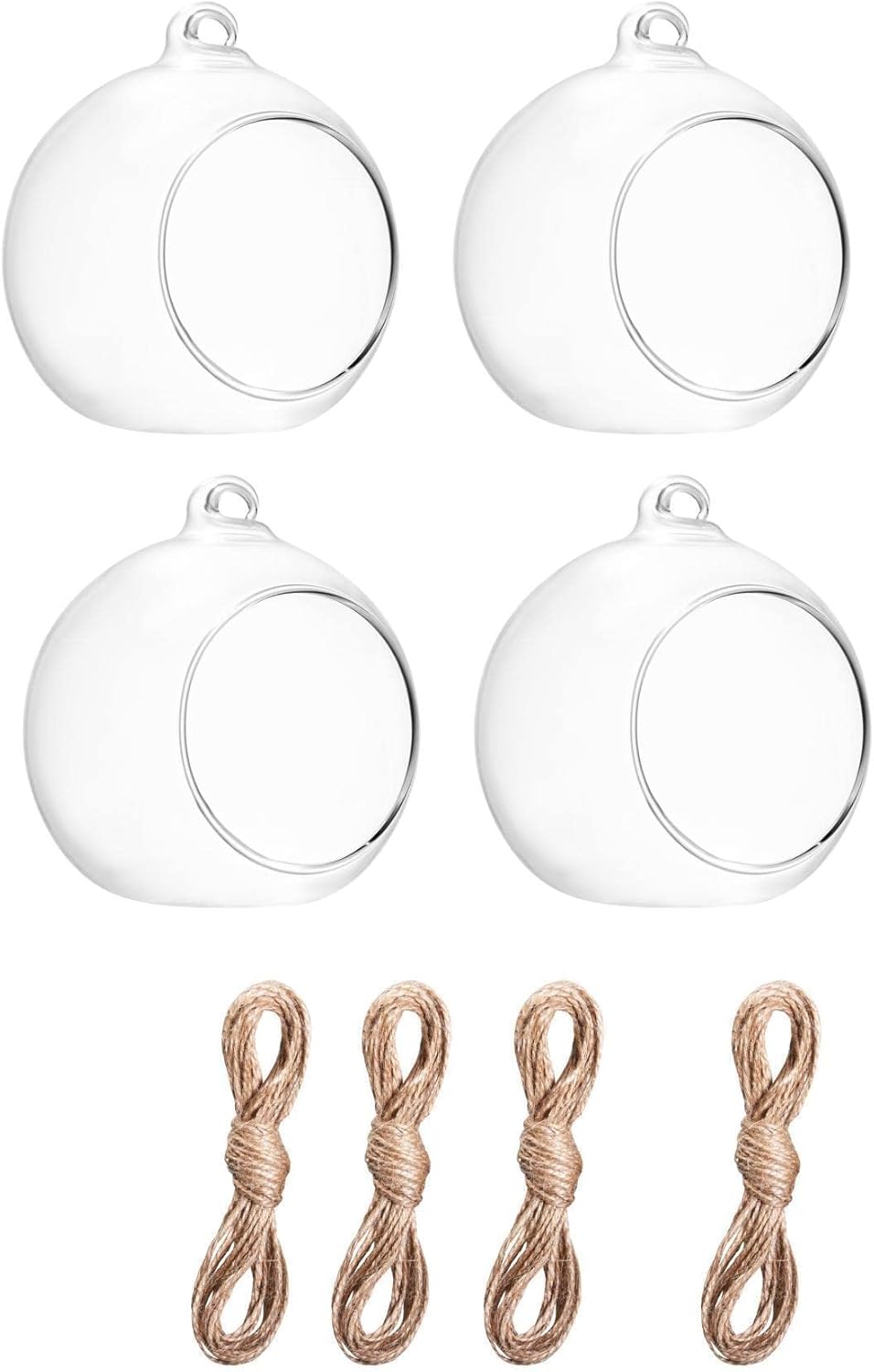 Hanging Glass Candle Holder, Globe Tea Light Holder, Hanging Vase, Flower Plants Terrarium, Glass Orbs Container, Micro Landscape DIY for Home, Office, Wedding (4" 4Pcs)