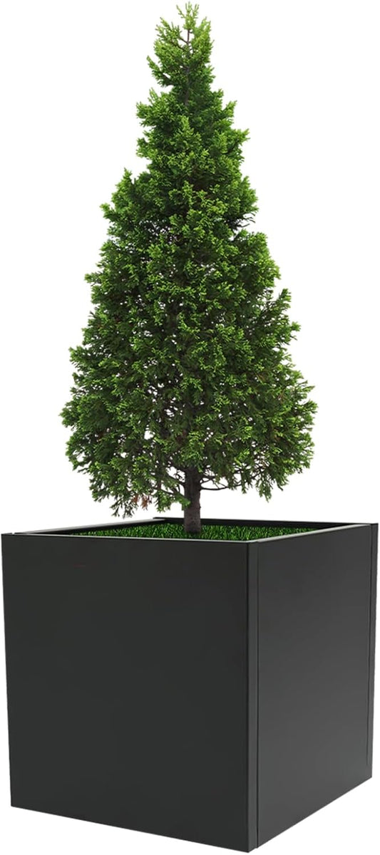 32" L x32 W x32 H Metal Flower Boxes Planter Boxes Outdoor Raised Garden Bed Indoor Outdoor Planting Bed Black Square Planter Box for Patios Lawn Yard Decor Storage