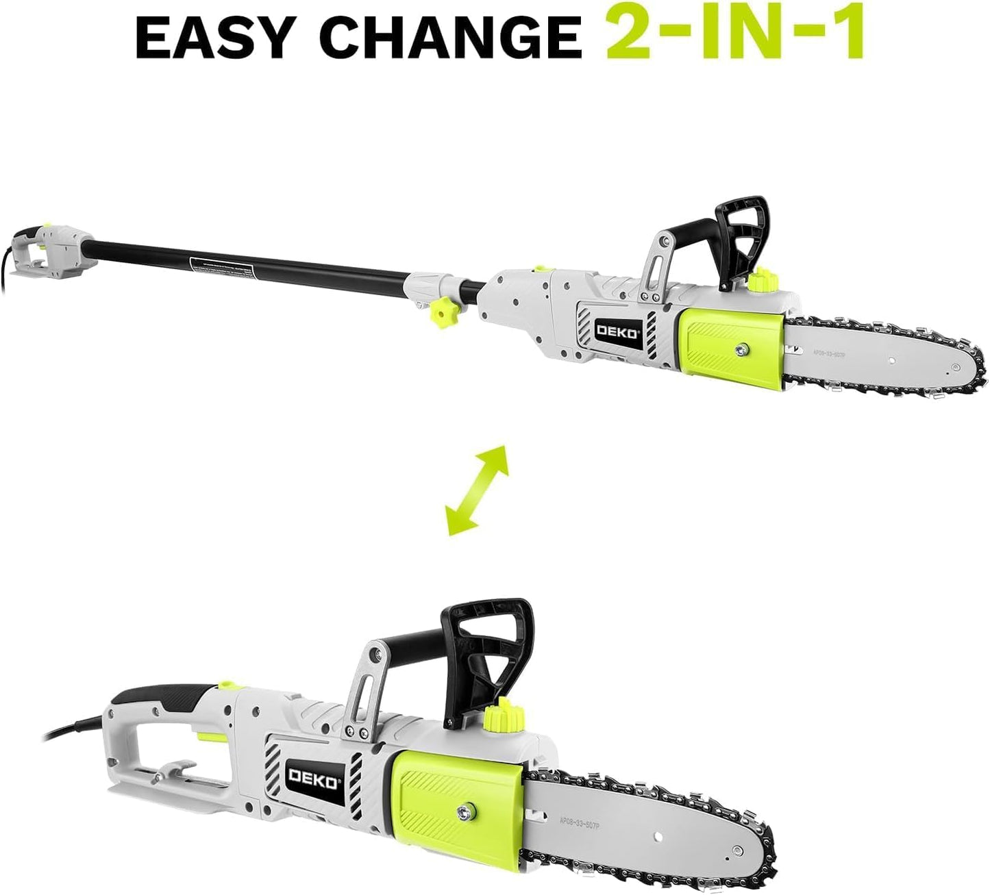 DEKOPRO 8 Amp 10" Electric Pole Saw for Tree Trimming,Corded Electric Chainsaw,Power Chain Saw for Tree Trimming Wood Cutting