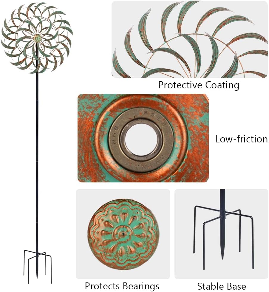 VEWOGARDEN 85” Large Metal Wind Spinners Outdoor Wind Sculpture Yard Art Kinetic Wind Spinners for Yard and Garden Patio Lawn Decor (20 * 85 inches)