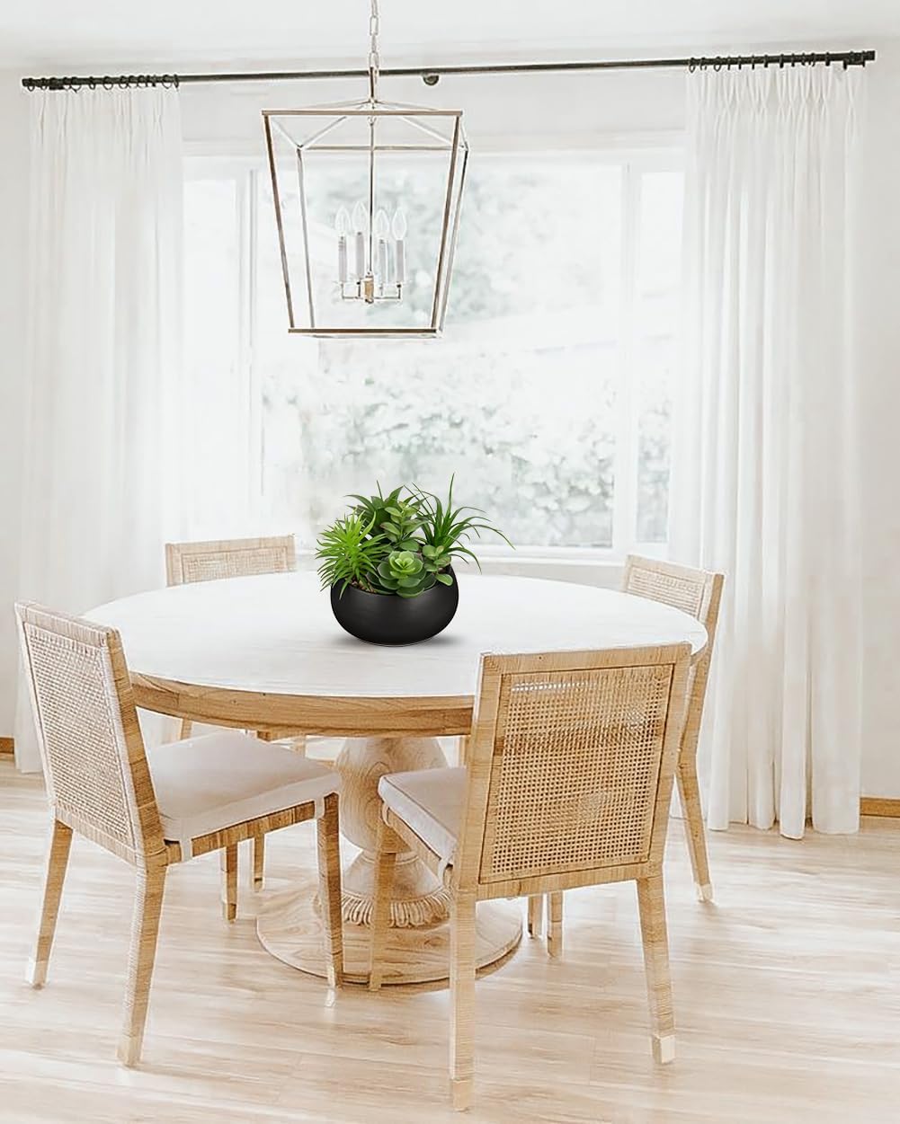 Fake Plants Artificial Succulents in Pots Faux Succulent Arrangement Potted Plant in Black Ceramic Planter Bowl for Home Decor Office Desk Bathroom Shelf Living Room Indoor Decorations