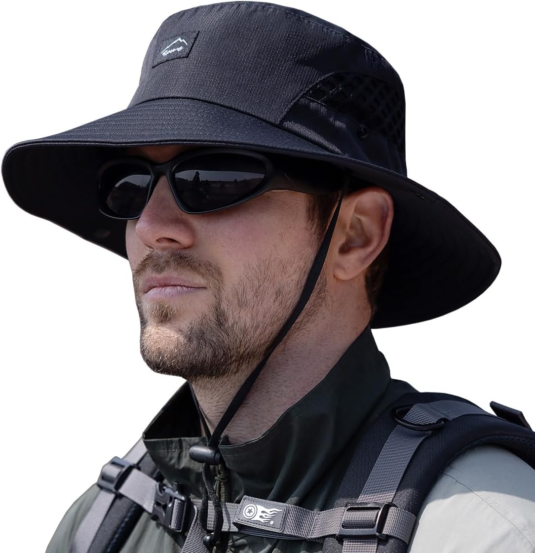 Fishing Hat, UPF50+ Wide Brim Sun Hat for Men Women, UV Protection Hiking Beach Bucket Hats Summer Safari Hat