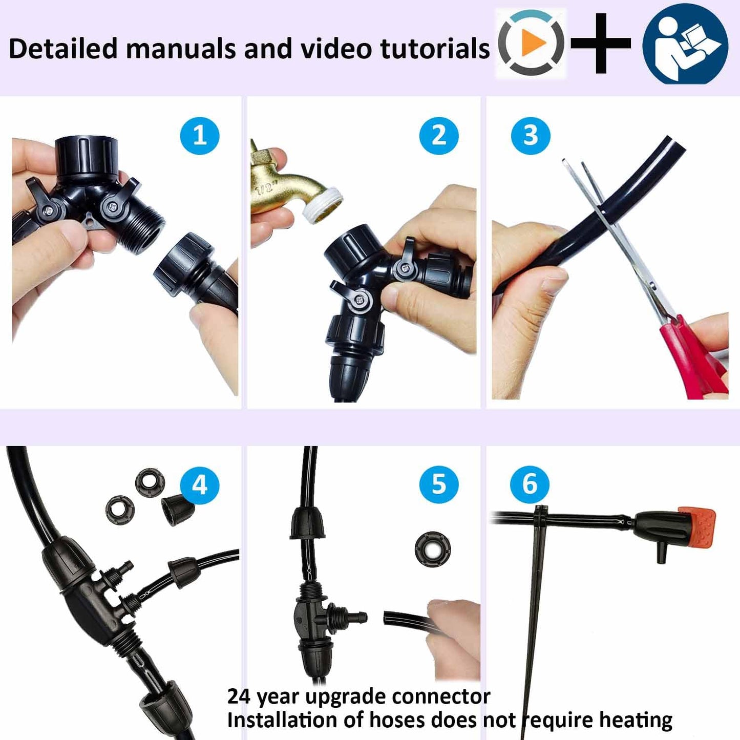 Drip Irrigation System Drip Irrigation Kit 64ft 5/16“ID Inche 64FT 1/4 Inch OD Pipe Kits Solutions for Large Gardens with Low Water Pressure Away from The Water Source