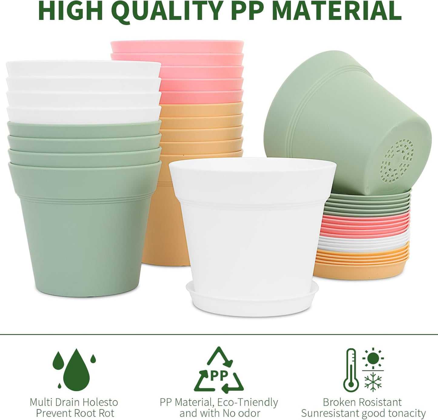 GARDIFE 20 Pack 6 inch Plant pots, planters for Indoor Plants, Flower pots, Color