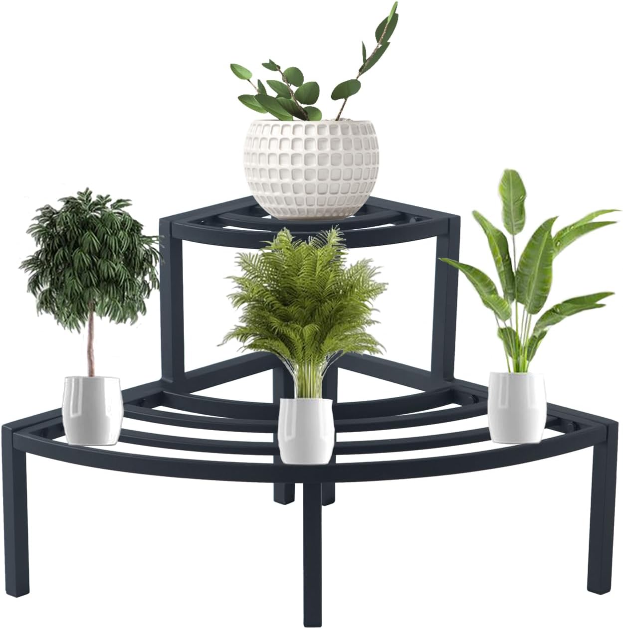 Aluminum 2-Tier Plant Stand Lightweight, Sturdy, and Rust-Free Corner Shelf Ladder Rack Perfect for Indoor and Outdoor Greenery Display