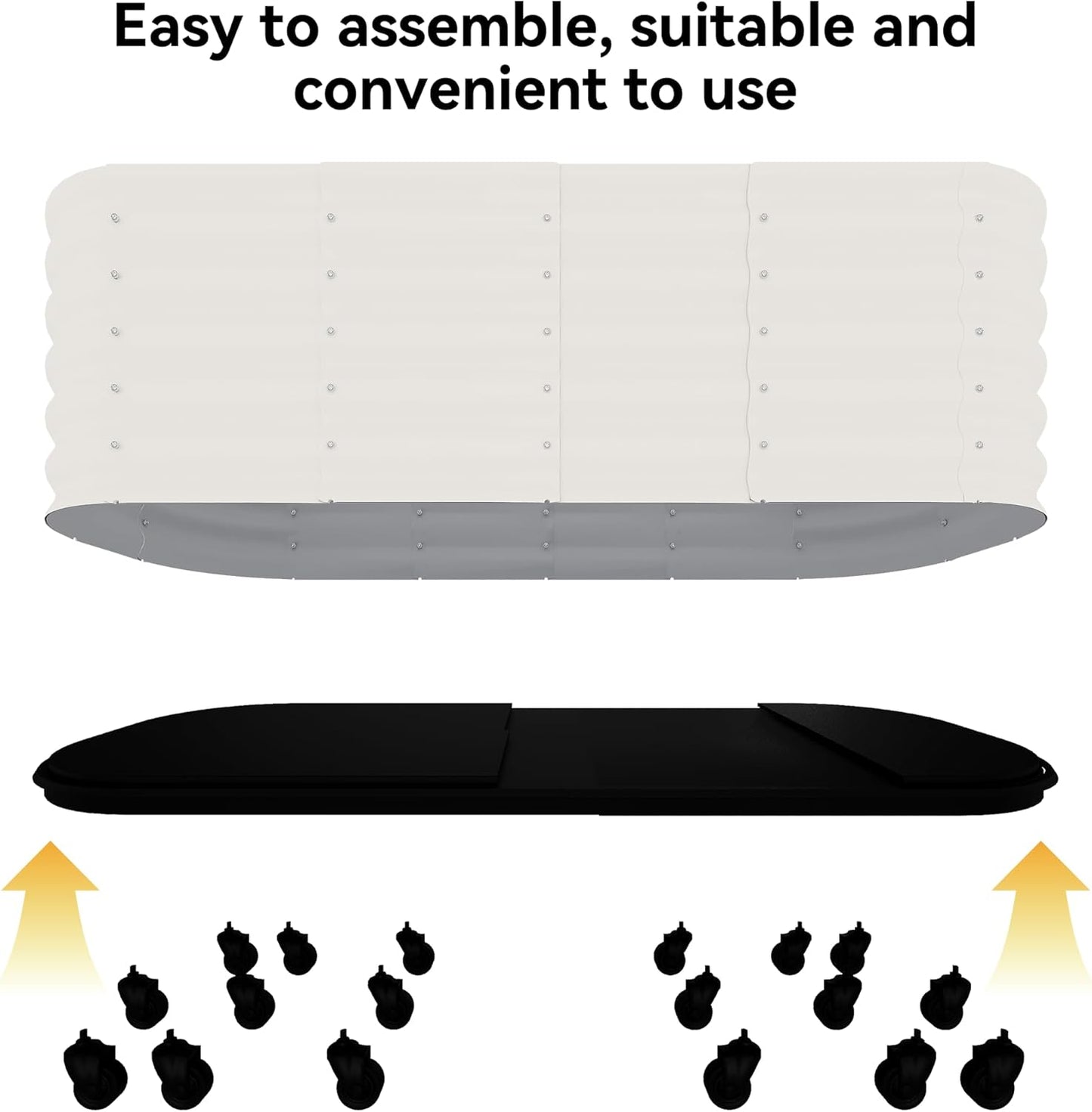 95x24x20in Galvanized Raised Garden Bed with Wheels & Water Reservoir – Durable Outdoor Planter Box, Elevated Raised Beds for Gardening, Portable Garden Box for Indoor/Outdoor Plants,White
