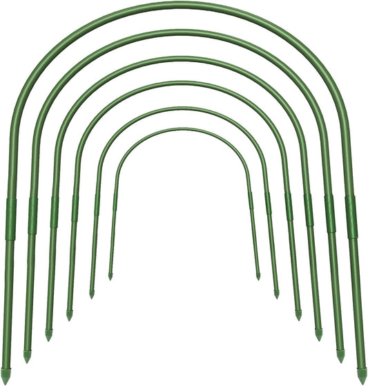 FOTMISHU 6Pcs Greenhouse Hoops, 23.6" x 25.6" Garden Hoops Rust-Free Grow Tunnel 4.9ft Long Steel with Plastic Coated Support Hoops Frame for Garden Fabric, Plant Support Garden Stakes