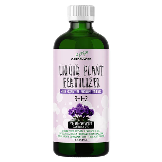 3-1-2 African Violet Fertilizer for Indoor Plants: Liquid Fertilizer with Essential Micronutrients Drops - Plant Food for African Violets (16 OZ)