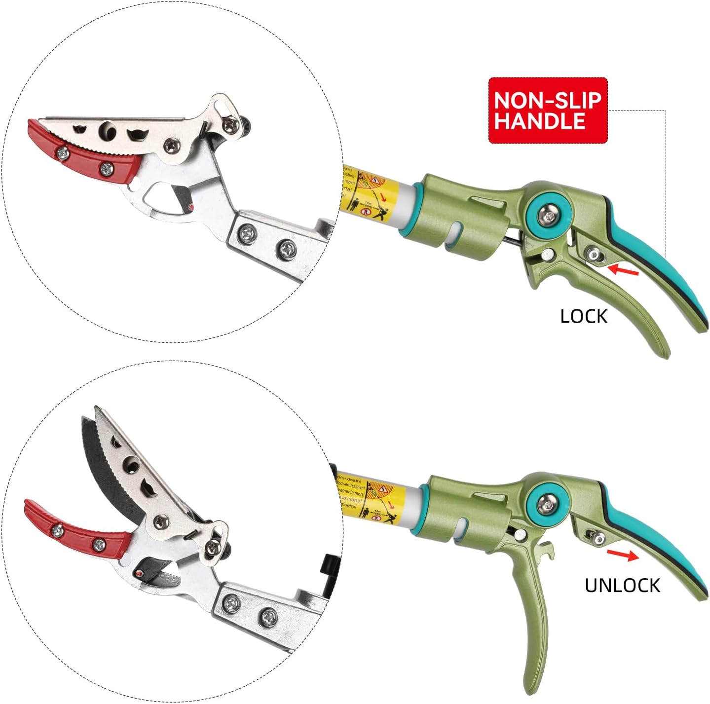 Extendable Tree Cutter, 3.67-5.45 FT Telescopic Pole Pruner, Lightweight Aluminum Handle, Teflon-Coated Blade, Cuts Up to 1/2 Inch, Ideal for Fruit Picking & Tree Branch Cutting | LFX101