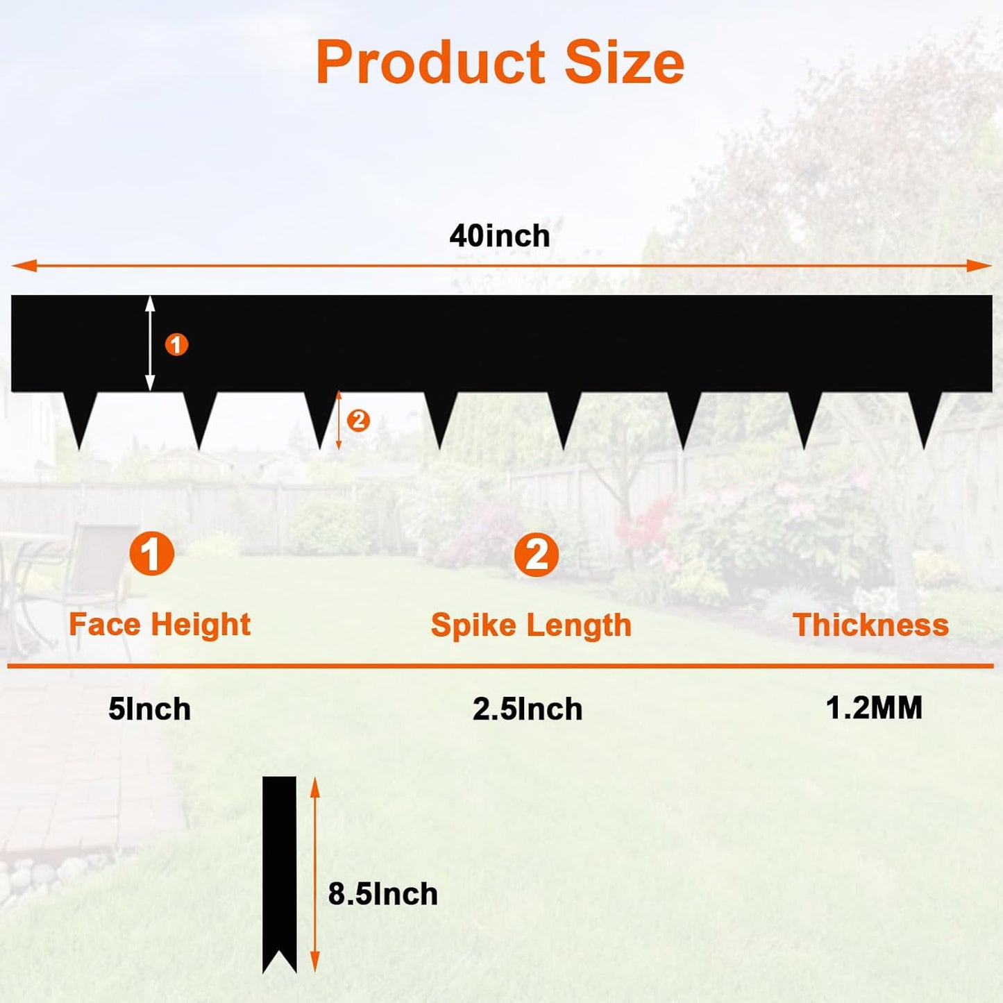 40" L X 7.5H Steel Landscape Edging, Heavy Duty Galvanized Steel Garden Edging,10 Pack Garden Edging Border for Lawn, Flower Bed, Yard (Black