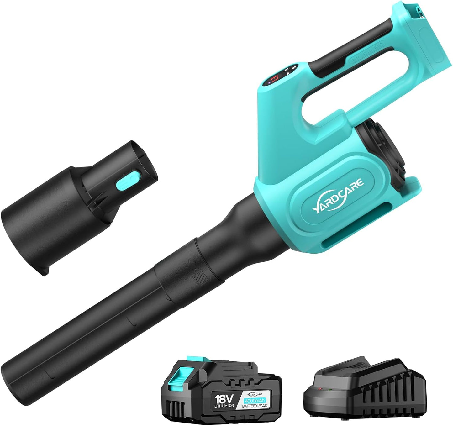 2025 YARDCARE Cordless Leaf Blower with 4.0Ah Battery & Fast Charger, 5-Speed + Turbo, Electric Cordless Leaf Blower, Telescopic Tube, Ergonomic, for Lawn, Yard, Garage, Blowing Leaves, Dust