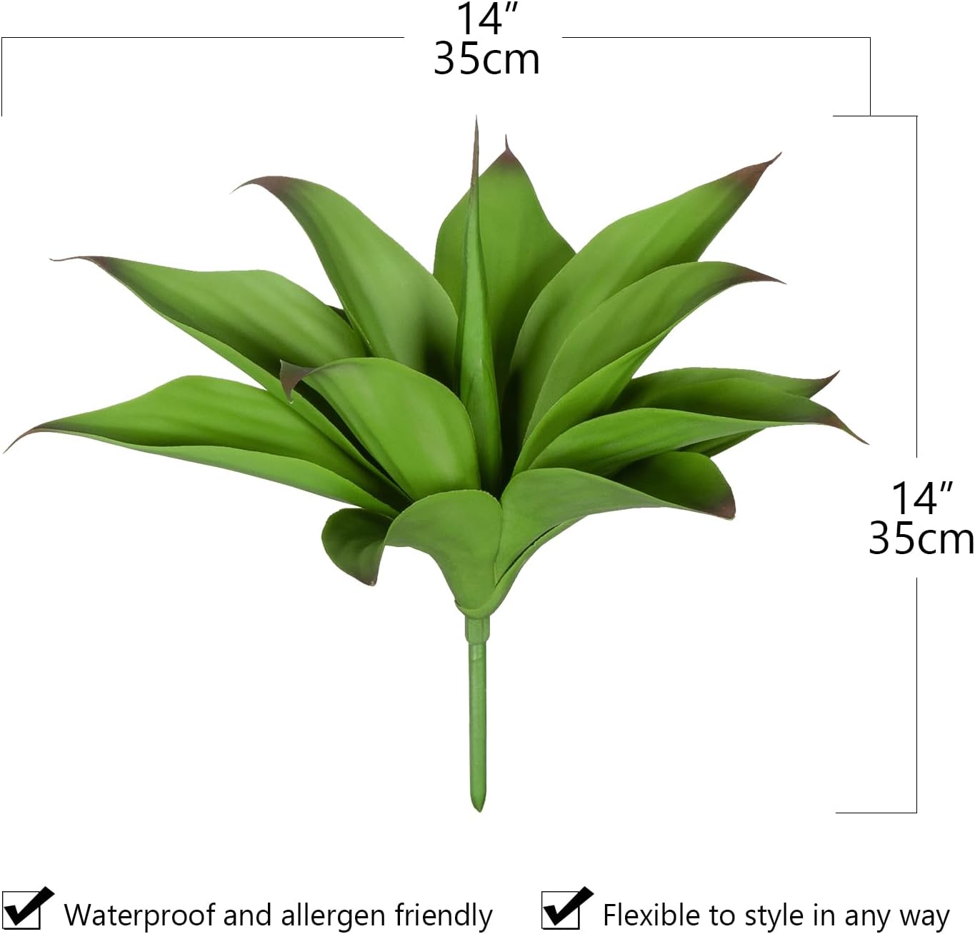 Artificial Agave Plants, UV Resistant Fake Agave Planters for Indoor and Outdoor Decorating Artificial Plants for Outdoors Fake Plants (2Pack, 12.6") Green