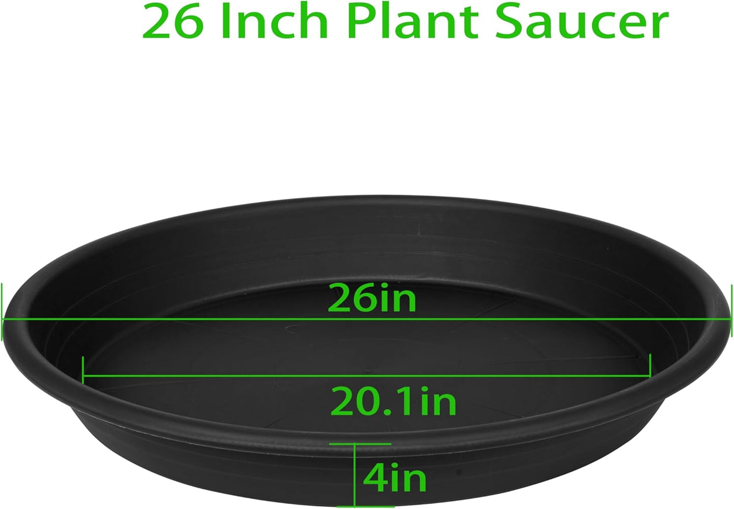 1 Pack of 26 inch Plant Saucer, Large Plant Tray, Heavy Sturdy Plant Drainage Tray for Indoors, Bird Bath Bowls, Sturdy Plastic Pot Tray for Planter (Black)