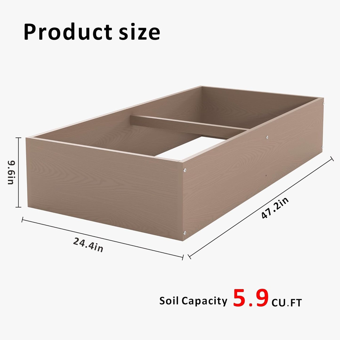 HDPE Raised Garden Bed 47.24 * 24.4 * 9.65 in,Vegetable Planter Bed Outdoor,Elevated Horticulture Planter Bed,Waterproof,Rot-Resistant and Non-Cracking Above Ground Garden Bed(Light Brown)