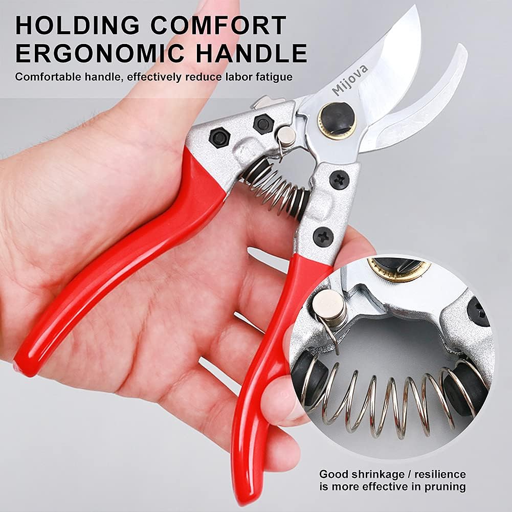 Gardening Scissors, Precision Pruning shears for Branches Shrubs and Vines, High-Carbon SK5 Steel Stays Sharp Longer for Clean Cuts that Promote Plant Health (Gardening Scissors)