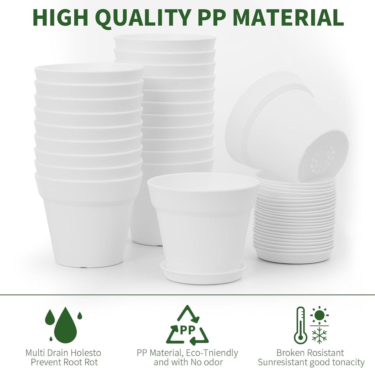 GARDIFE 20 Pack 4 inch Plant pots, planters for Indoor Plants, Flower pots, White