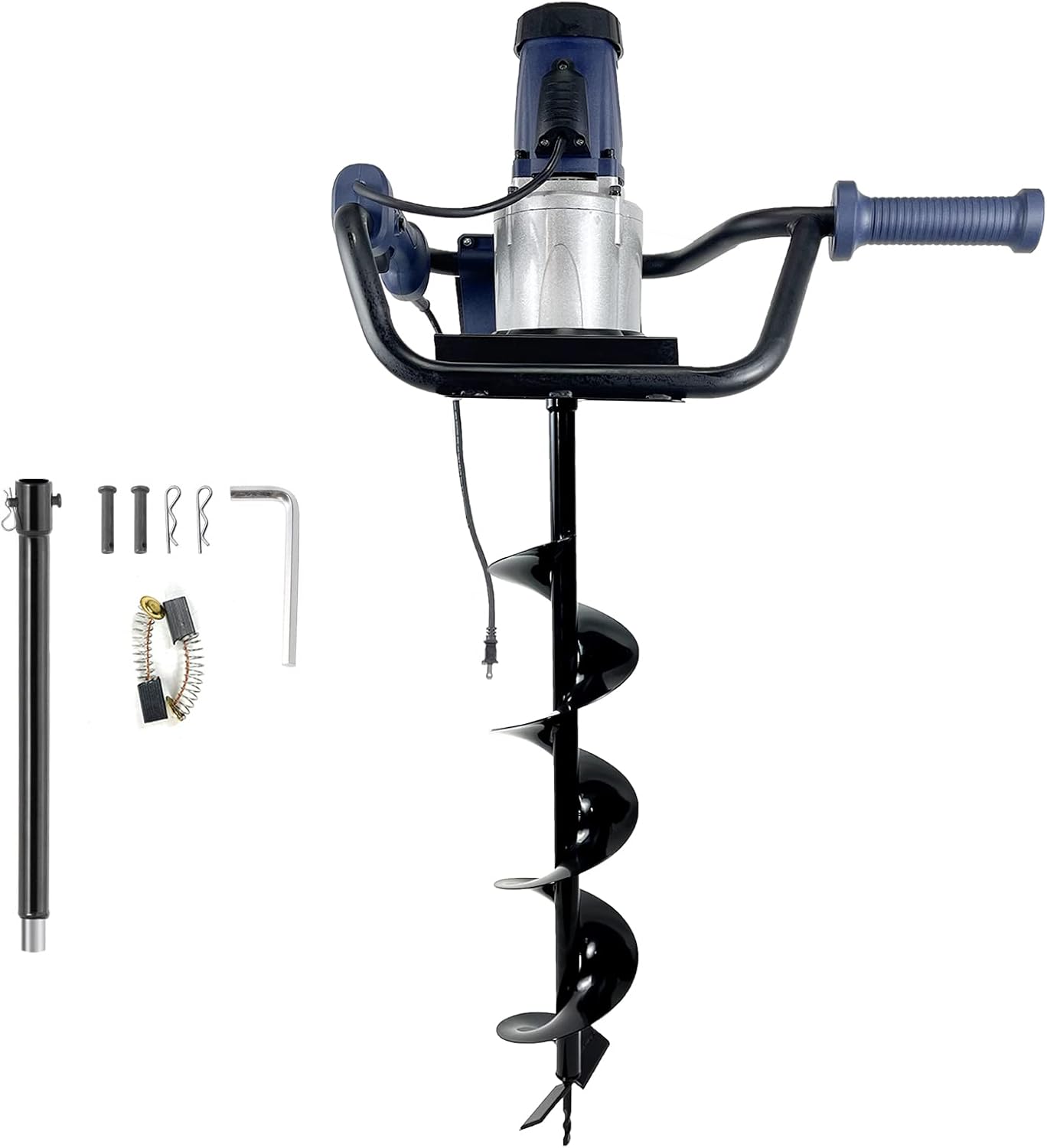 JACKCHEN 1500W Electric Post Hole Digger, Earth Auger with 6 inch Auger Drill Bit, Earth Auger Post Hole Digger Electric, Ideal for Post Hole Digging, Drilling, Tree Planting, Blue