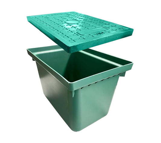 24x16x16 Underground Splice Box Rectangular Electrical Junction Boxes Polyethylene Distribution Pull Chamber W/FRP Inspection Cover Access Enclosure Pit Drillable Tapered Wiring Box for Cable