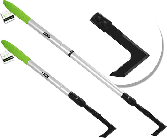 Adjustable Crack Weeder with 42.1IN Long Handle, L-Shaped Blade Serrated Edges for Digging Roots,Cutting Weeds,Removing Moss Between Driveway and Sidewalk Cracks