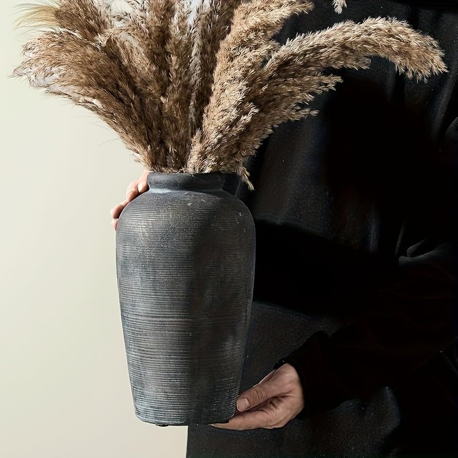 Decorative Ceramic Rustic vase,Tall vase for Minimalist Decoration,11" Large Vintage Vase for Home Decor,Centerpiece,Living Room,Enterway,Bronze