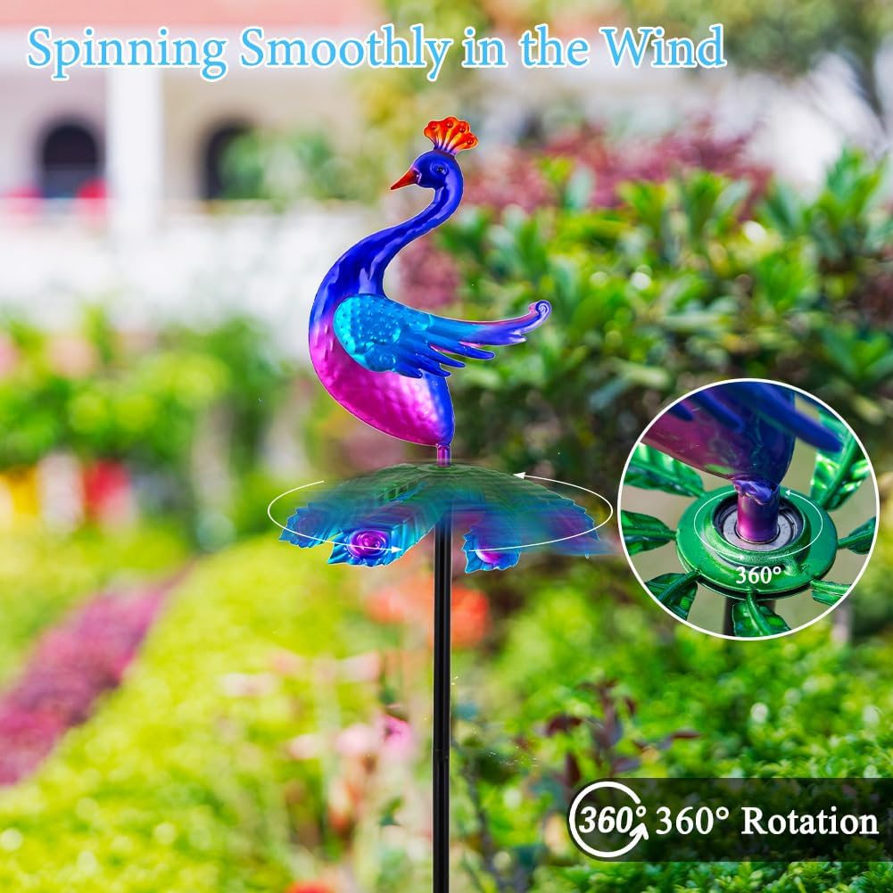 Wind Spinners Outdoor, Peacock Wind Sculptures & Spinner, Garden Windmill for Yard, Garden, Patio, Lawn Decor
