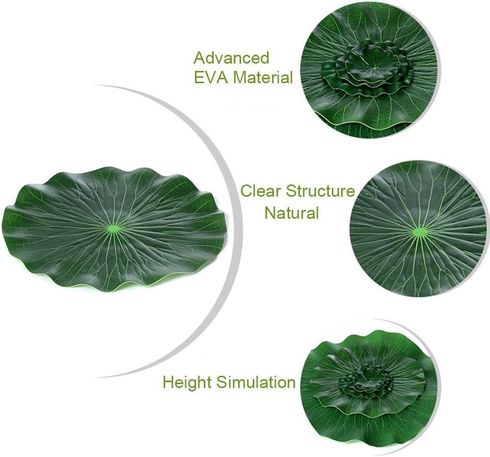 Superdream Artificial Realistic Lily Pads Floating Scenery Lotus Pods for Pool Decoration Aquarium Fish Pond Water Decorative (Pack of 6)