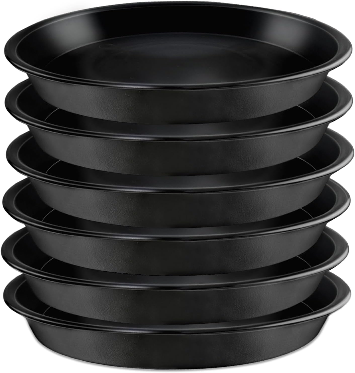 6 Pack 10 Inch Black Round Plant Saucers, Thick PP Plastic Pot Trays for Large Planters, Durable Flower Pot Water Catcher Plates & Drip Trays for Indoor Outdoor Gardening
