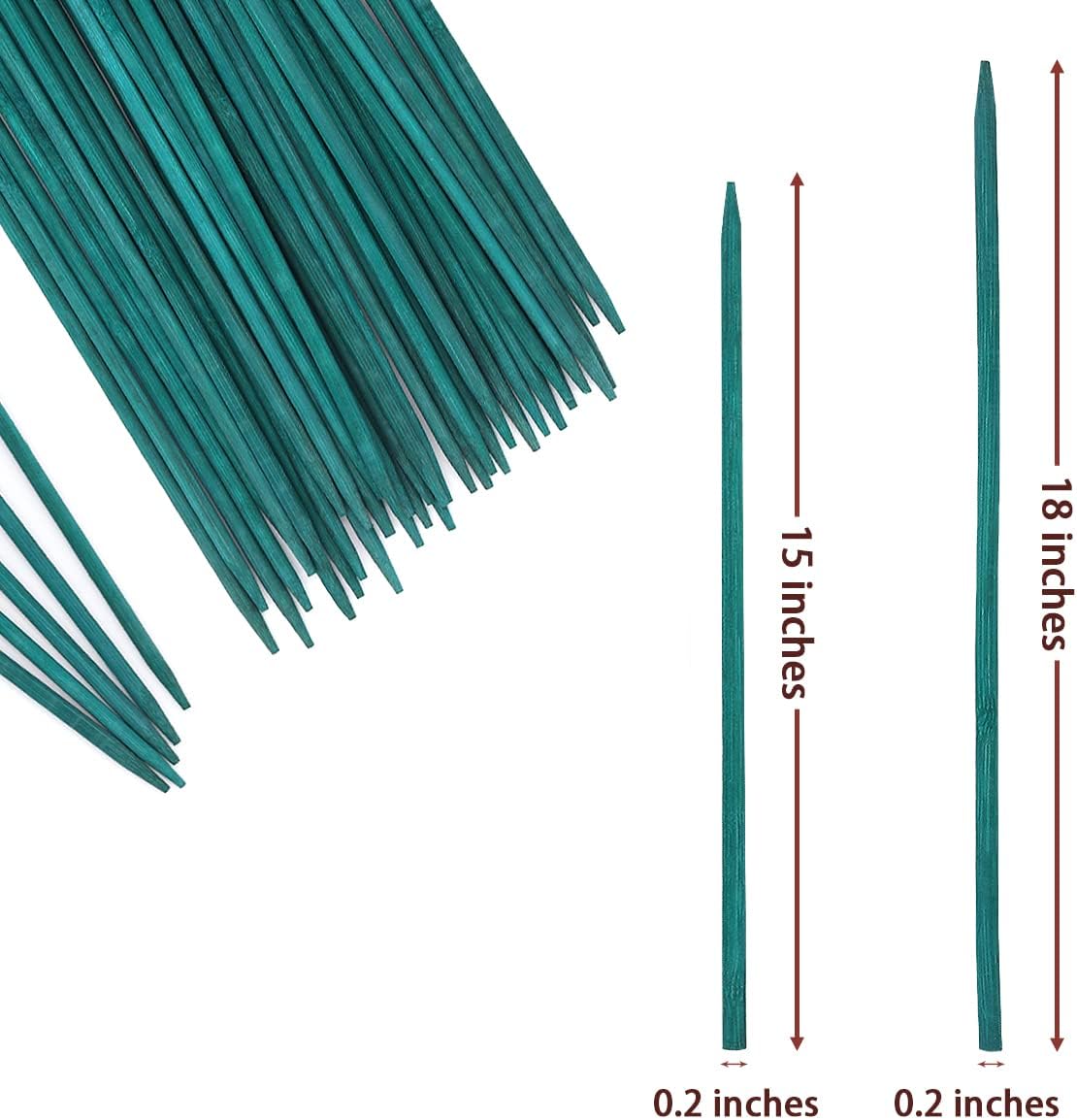 50 Pcs Plant Sticks Green Plant Stakes, Plant Support Garden Stakes for Indoor and Outdoor Plants, GAGINANG Sturdy Garden Wood Bamboo Sticks, Floral Plant Stakes for Garden Potted Plants（15 Inches）