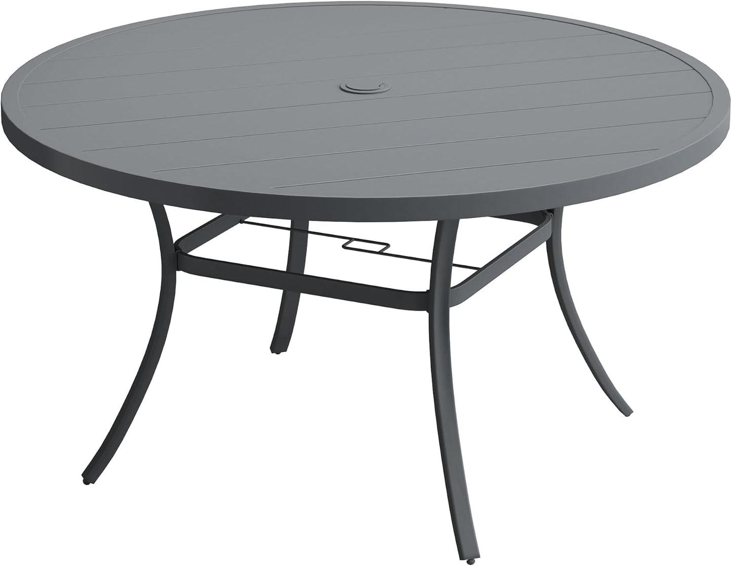 DIFY 50" Round Outdoor Patio Dining Table for 6, Metal Patio Table with 1.57" Adjustable Umbrella Hole, All-Weather Dining Furniture Table for Backyard Lawn Garden, Grey