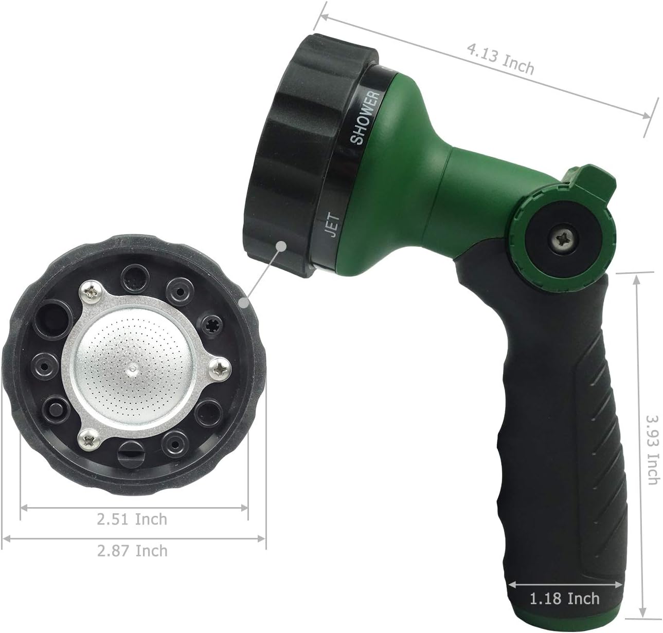 Garden Hose Nozzle Thumb Control Heavy Duty Metal Water Nozzle with Adjustable Watering Patterns High Pressure Hose Nozzle Sprayer, Pefect for Car Washing and Pets Showering