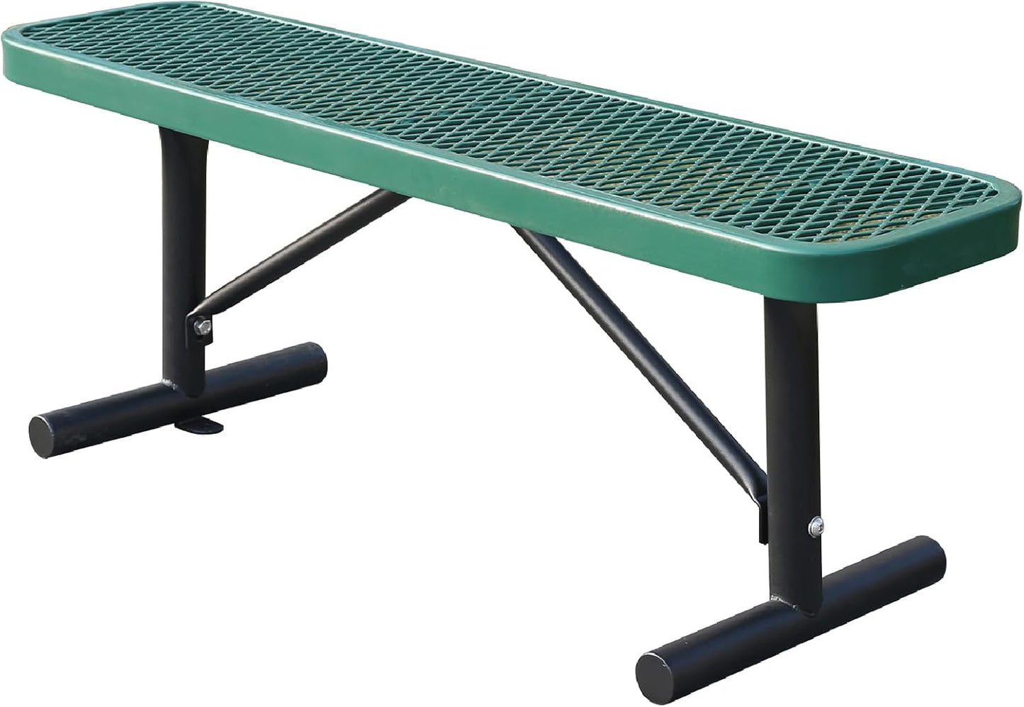 4 Feet Heavy Duty Metal Park Bench for Outside, Outdoor Bench with Portable Frame, Commercial Benches for Shopping Mall, Store, Park, Patio, Deck, Green