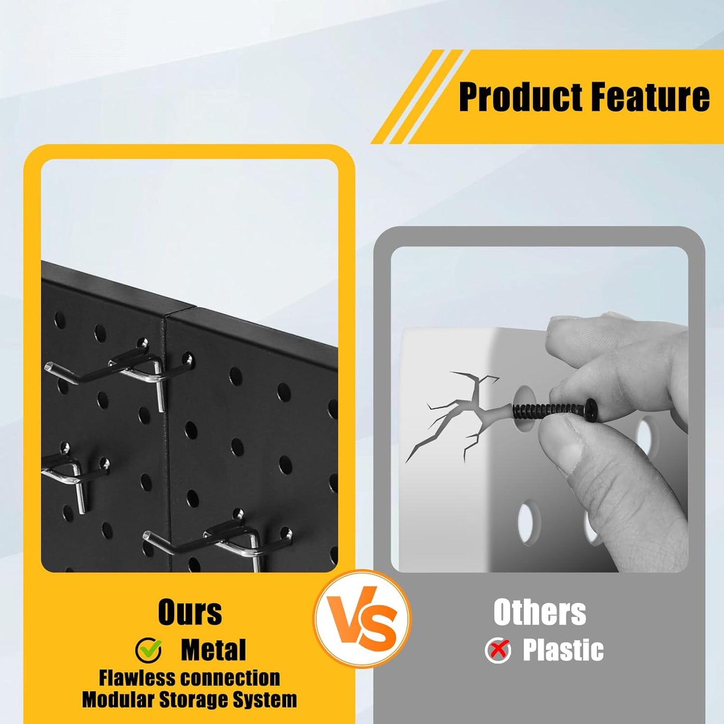 6 Pcs Metal Pegboard Panels, Heavy Duty Peg Boards for Garage and Garden Tool Storage, Includes Drywall Anchors and Screws Kits, Black (6 pcs 16in x 12in)