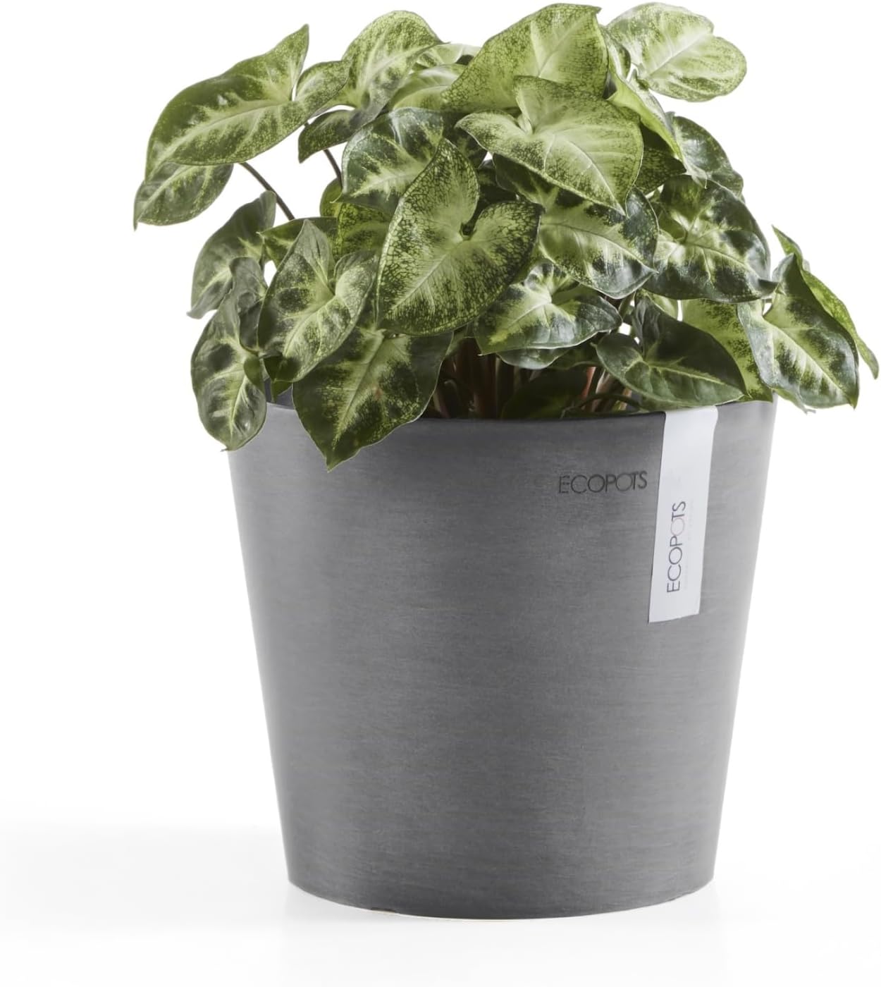 Ecopots Amsterdam Mini Durable Modern Round Recycled-Based Composite Flower Pot Planter, Grey, 7"