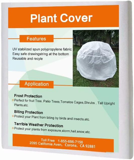Agfabric Plant Covers Freeze Protection H39 xDia39 0.9oz Freeze Cloths for Plants Plant Frost Protection Covers Drawstring Bags Shrub Jacket,White,4 Pack
