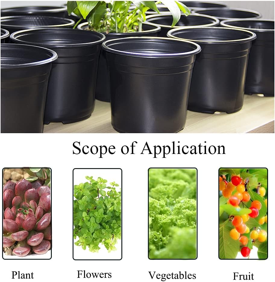 100-Pack 0.5 Gallon Flexible Plant Nursery Pots，Thickened Soft Plastic Seedling Pots,Seed Starting Pot Flower Plant Container for Succulents, Seedlings, Cuttings, Transplanting(Black)