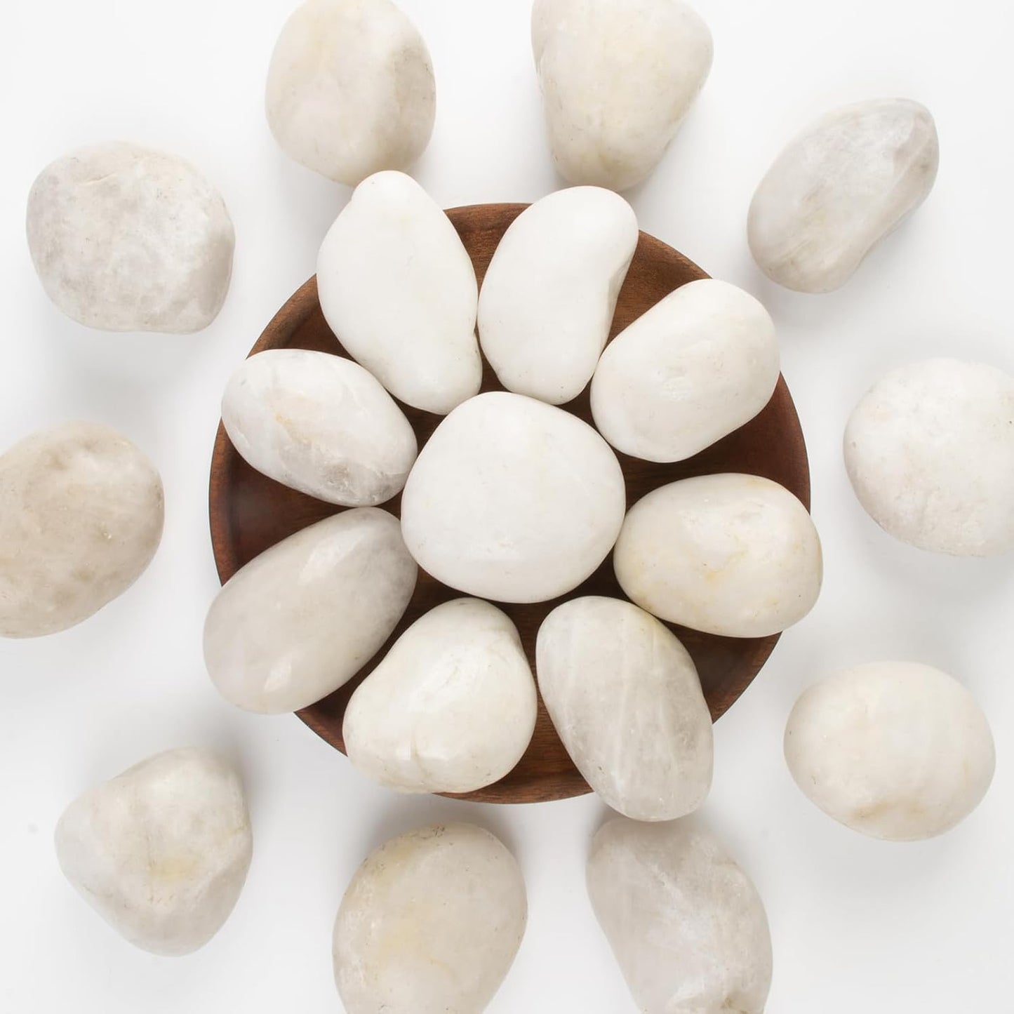 River Rocks - Natural Polished White Pebbles, 2-3 inches, 10 lbs - Ideal for Patio Landscaping, Rock Gardens, Succulent Arrangements, and Pathway Edging (White, Weight: 10 LB)